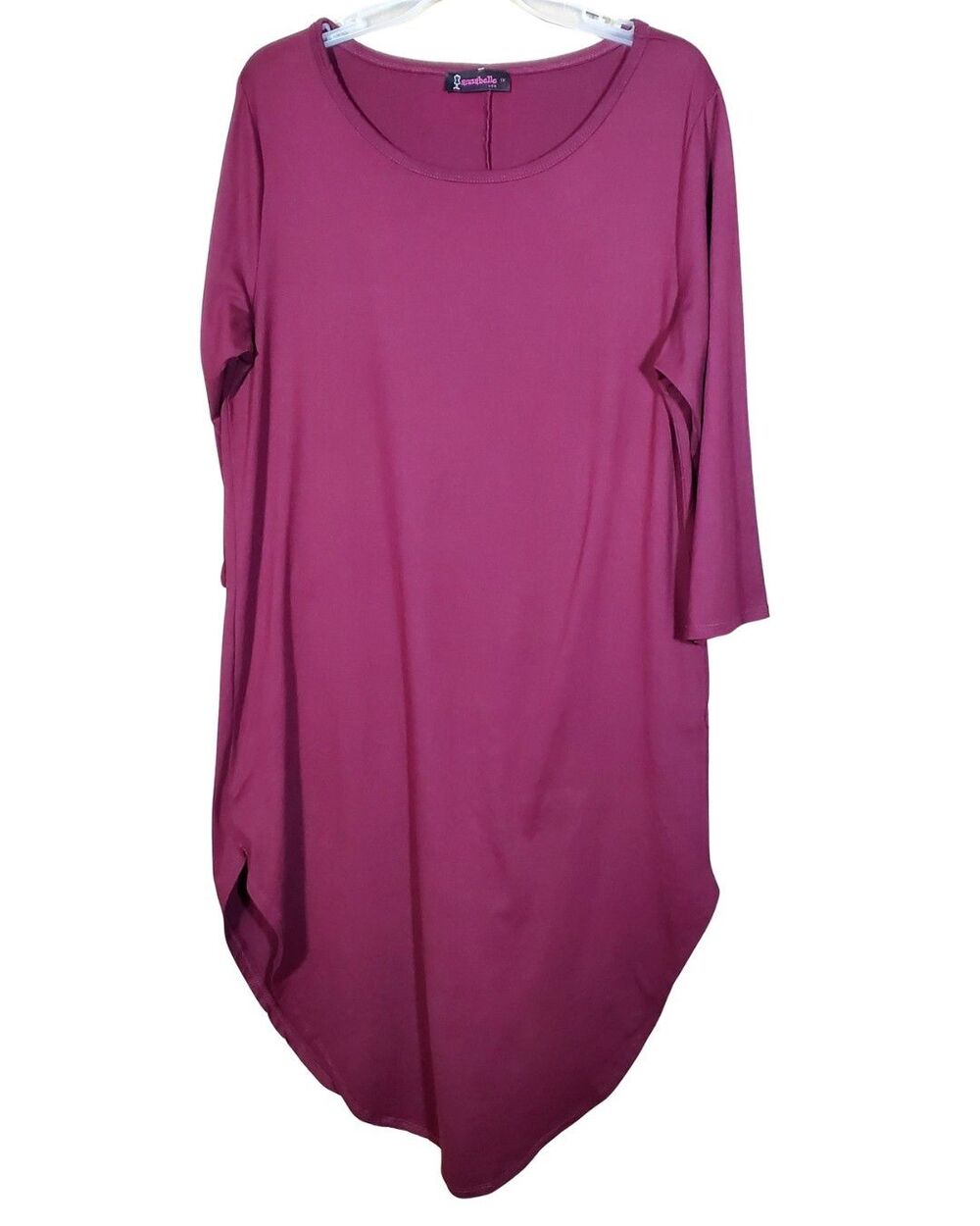 Annabelle Burgundy Scoop Neck Midi Dress 1X 3/4 sleeve  Style DR11449X